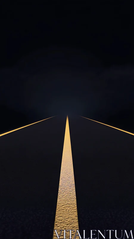 Vanishing-point highway line rendered with cinematic minimalism