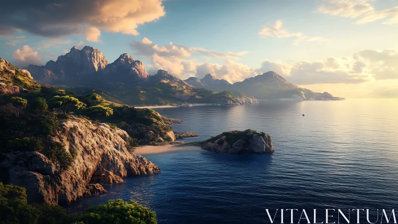 Mediterranean Coastal Mountains at Golden Hour.