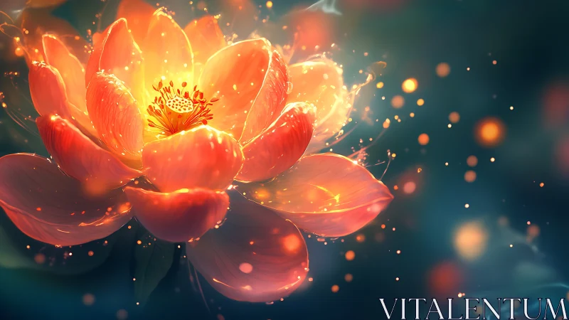 Luminous orange lotus blooms with radiant inner light