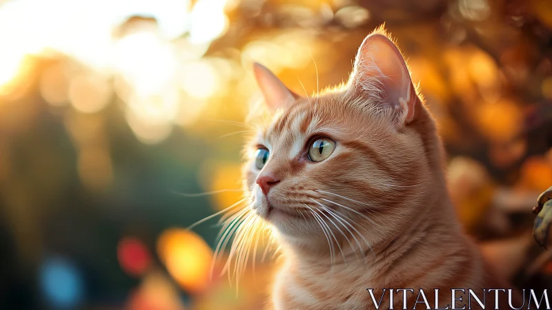 Golden Hour Gaze: Contemplative Feline Portrait