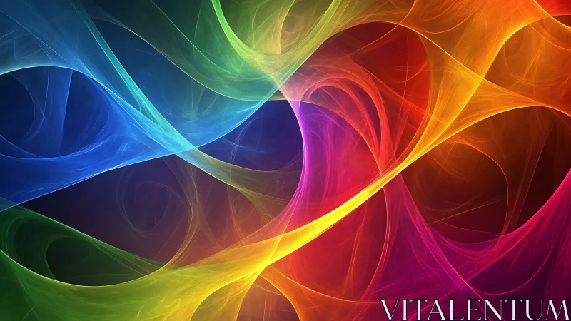 Prismatic ribbons dancing through a neon dreamwave cosmos.