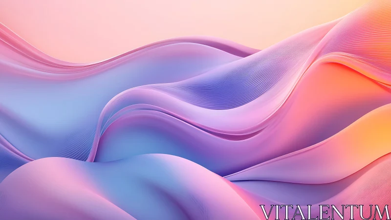 Digital painting of iridescent gradient waves in soft motion.