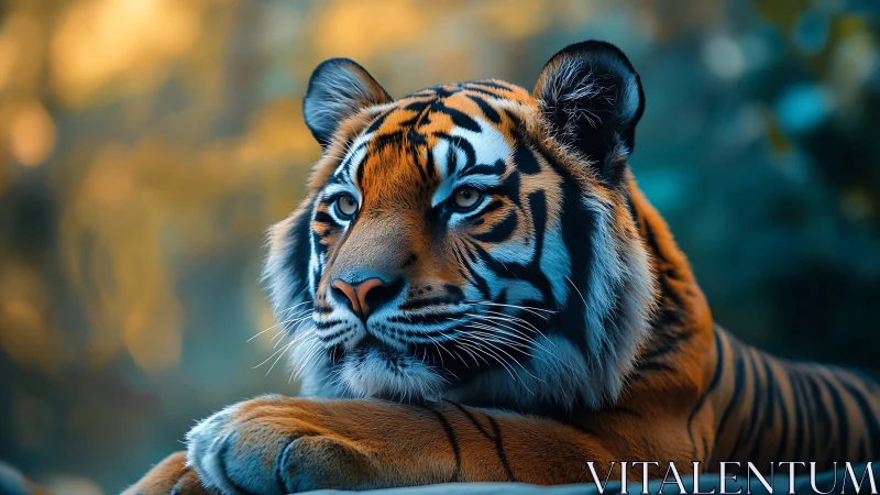 Regal tiger portrait rendered in high-contrast photorealism
