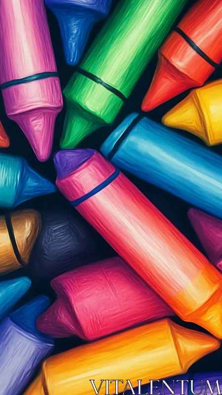 Vibrant wax crayons in tight macro digital composition.