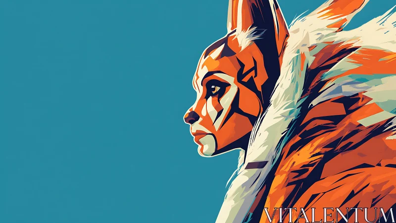 Tiger themed human portrait rendered in flat vector shapes