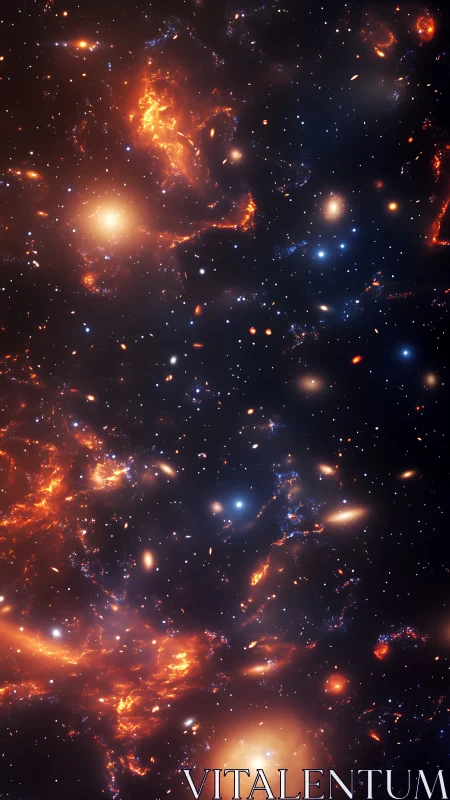 Vertical deep space field renders dense star and nebula clusters