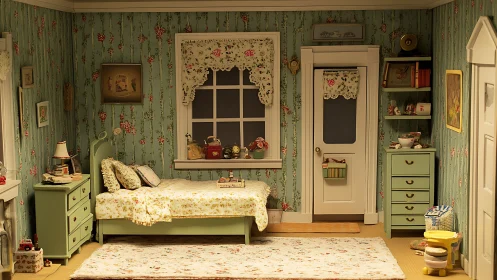 Charming vintage bedroom glows with soft, nostalgic comfort