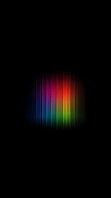 Chromatic light spectrum bars glow against deep black field