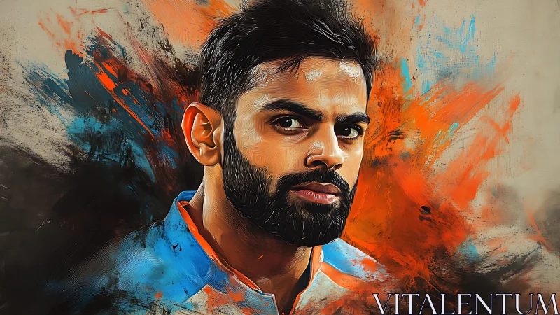 Dynamic portrait of a focused athlete in bold splashed color