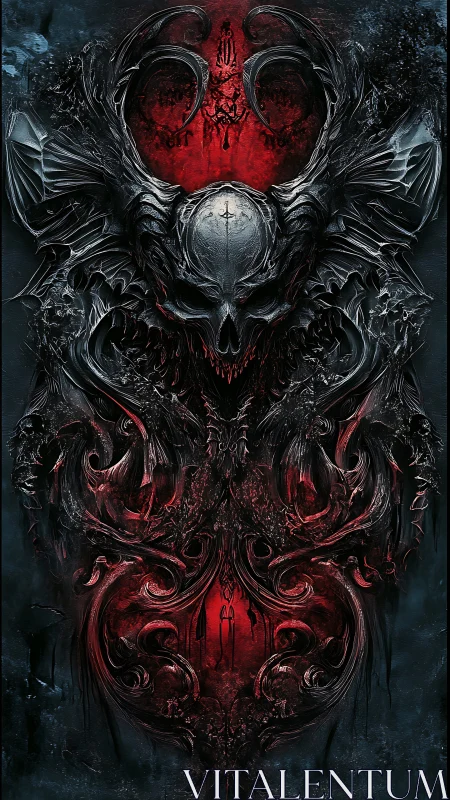 Demonic skull sigil crowns ornate infernal altar design.