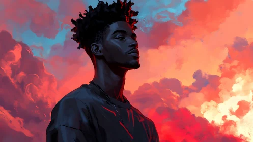 Sunlit thoughts beneath a sky painted in wild color.