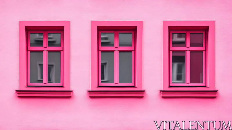 Playful pink windows bringing bold charm to city walls.