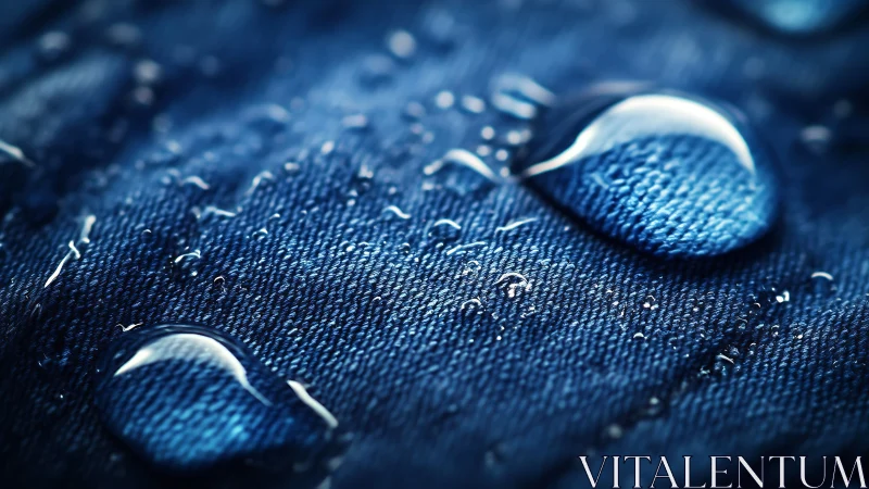 Water droplets on fabric textile surface with macro detail