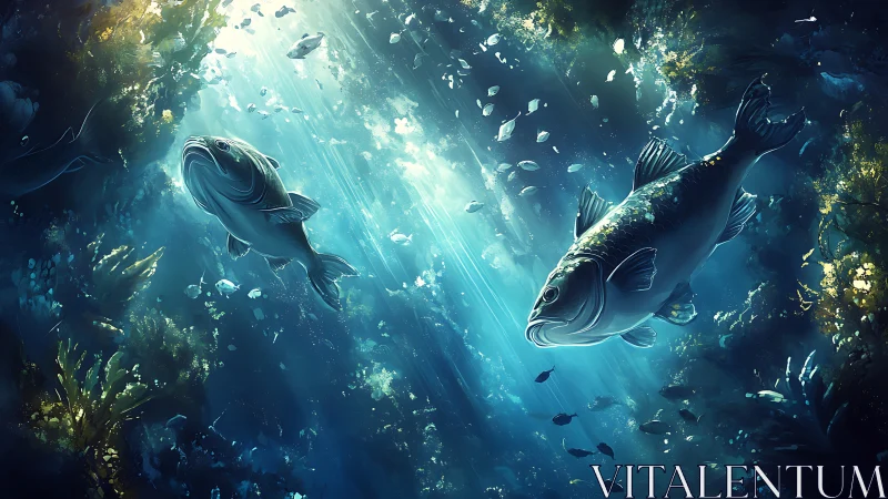 Gentle bass drifting through sunlit, dreamlike waters.