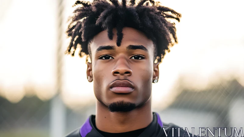 Close frontal portrait of young man in shallow depth of field