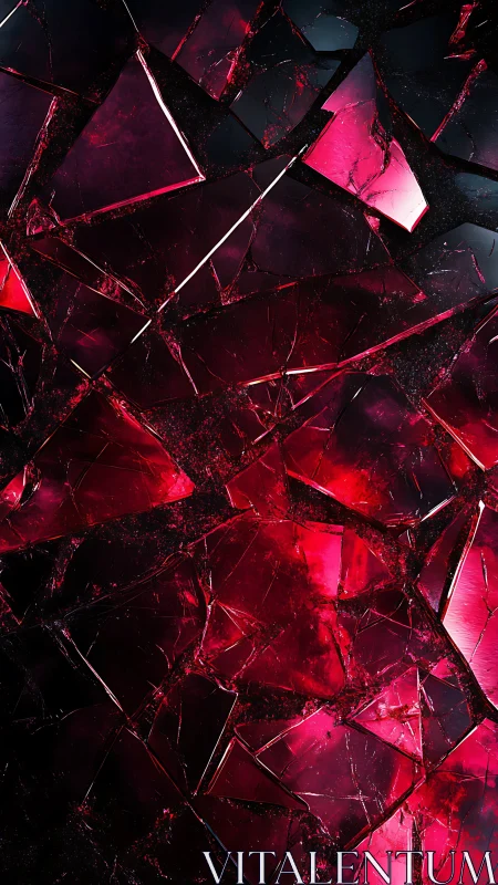 Shattered glass shards reflect red and black lighting effects