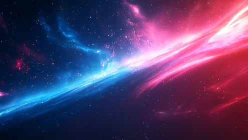 Cosmic nebula streams collide in radiant color storm.