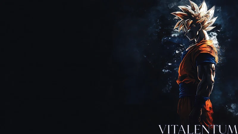 Storm-lit warrior in quiet profile against cosmic night.