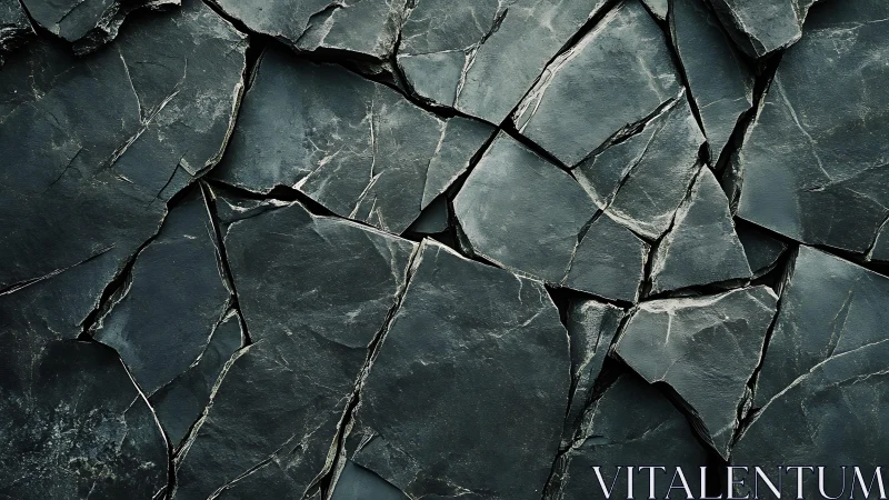 Close-up of dark slate stone texture with geometric cracks.