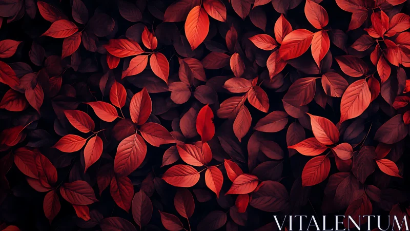 Crimson foliage pattern over deep shadowed background.