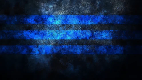 Electric blue grunge stripes glow across a shadowed surface