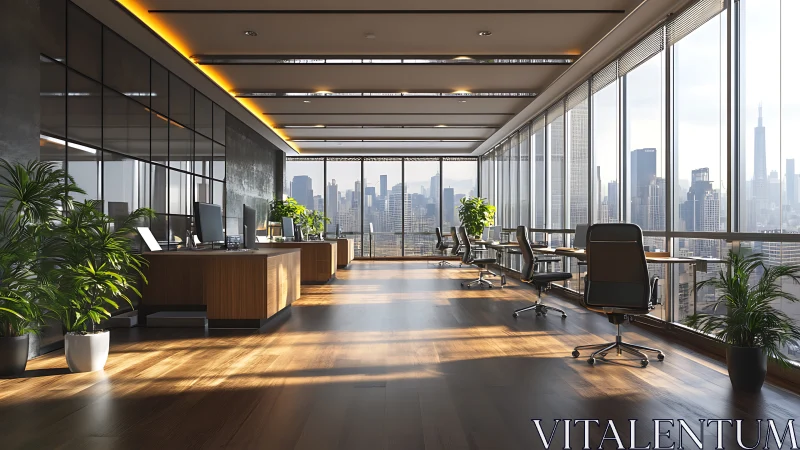 Sunlit skyline studio of sleek desks and quiet ambition.