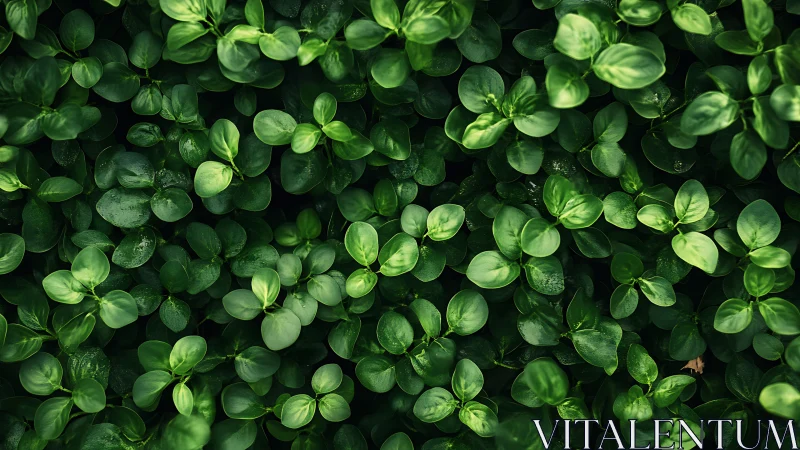 Leafy mosaic of lush green foliage in quiet morning light.