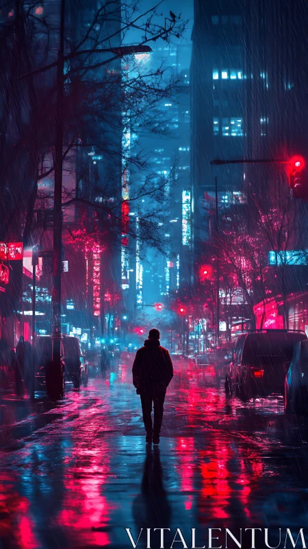 Neon rainwalk through a quiet midnight city glow.