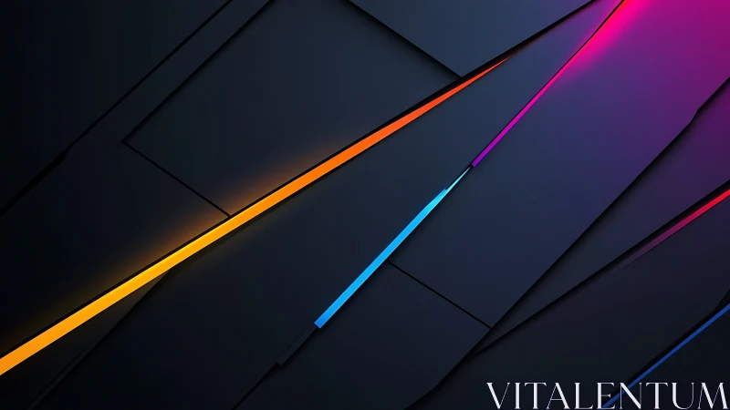 Neon diagonal gradients slice through dark geometric planes.