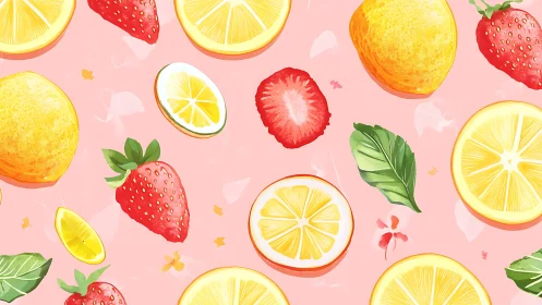 Sunny slices and sweet berries on a playful pink backdrop.
