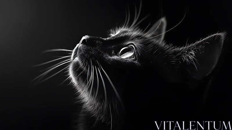 Cat Head Study in High Contrast Black and White