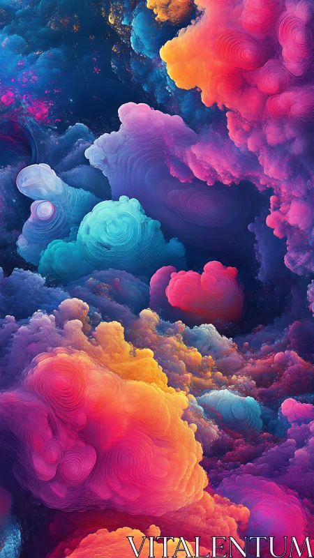 Neon stormclouds drift through a swirling cosmic paintbox