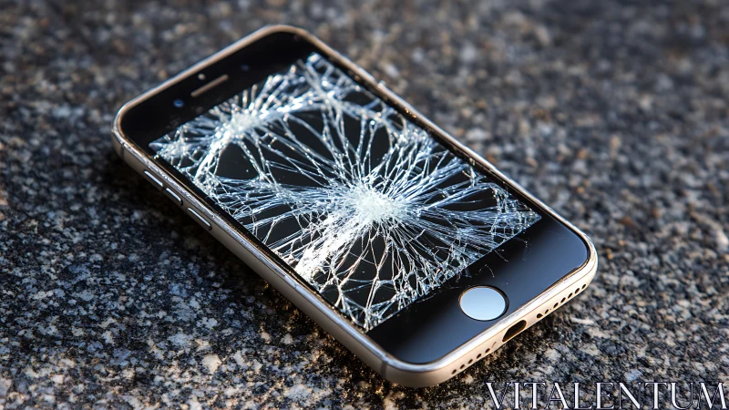 Spiderweb fractures sketch a starburst across fallen phone