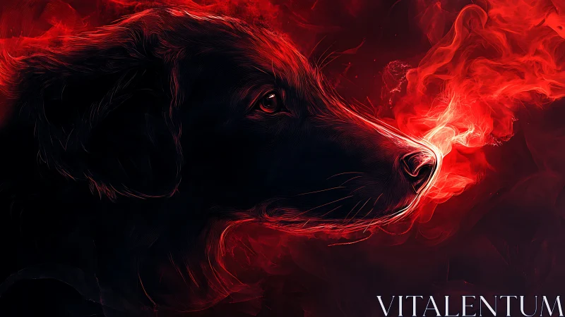 Red neon canine profile with glowing vaporous muzzle flare