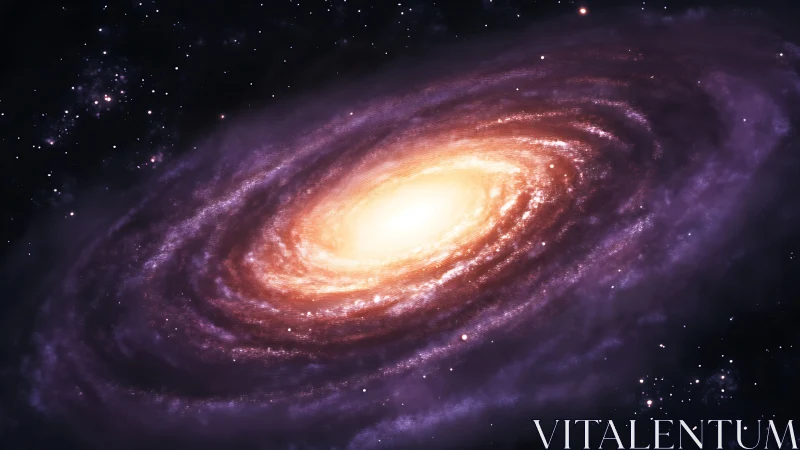 Luminous spiral galaxy core with glowing stellar halo.