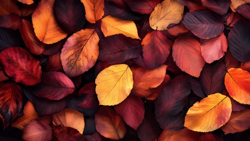 Autumn leaves create a rich mosaic of warm seasonal color.