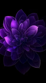 Luminous Dahlia in Violet Reverie: Digital Flower Art.