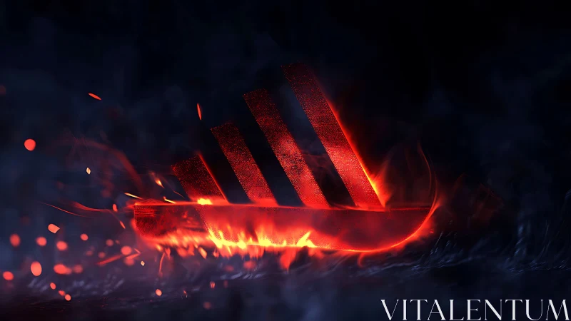 Incandescent three-stripe emblem rendered in molten neon fire