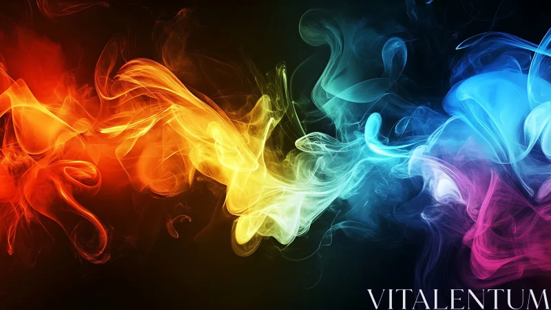 Multichromatic volumetric smoke ribbons with dynamic light gradients