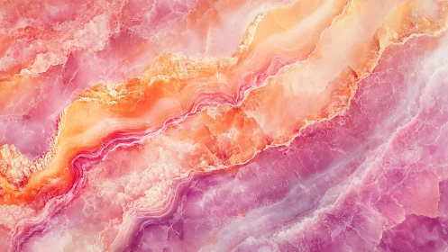 Vibrant Pink and Orange Marble Texture Abstract Art Background.