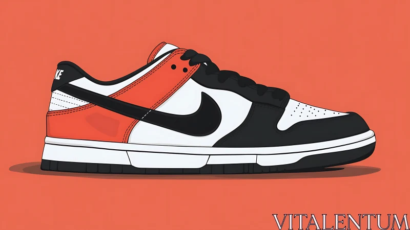 Illustrated Nike sneaker profile with bold tricolor blocking.