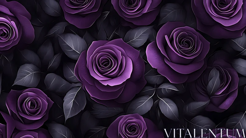 Purple Roses with Dark Foliage Floral Arrangement.