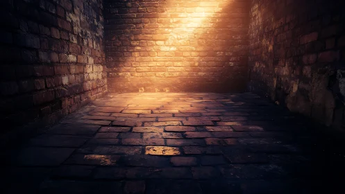 Sunlight sneaks into a forgotten brick alley and quietly lingers