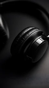 Midnight-black headphones bask in cinematic studio hush.