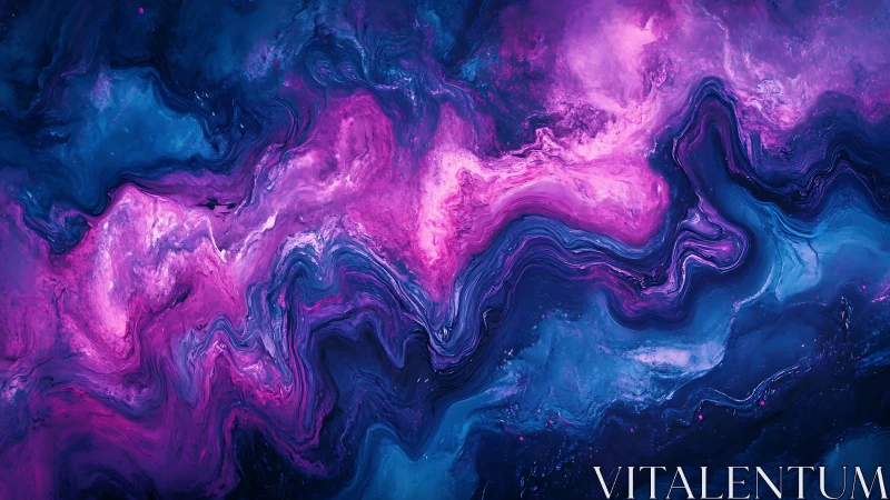 Neon nebula swirl over deep indigo cosmic currents.