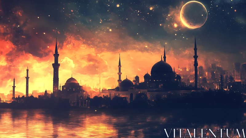 Celestial dusk over dreaming domes and starlit minarets.