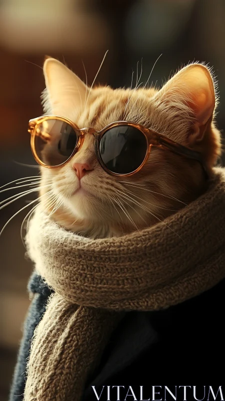 Cool Cat in Sunglasses Wrapped in Cozy Warmth.