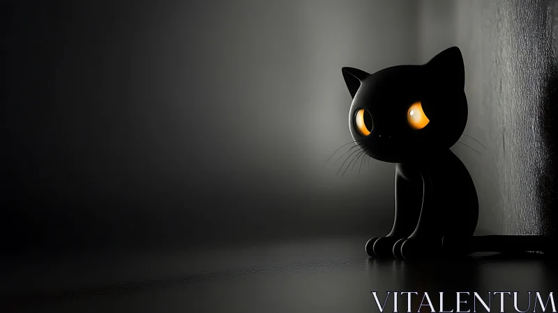 Midnight glow kitty guarding the hush between shadows.