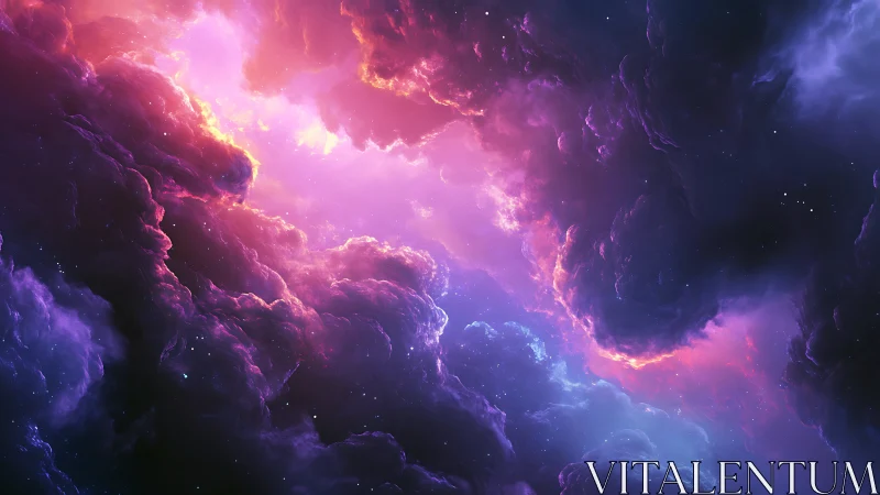Nebula clouds ignite with radiant pink and violet light.
