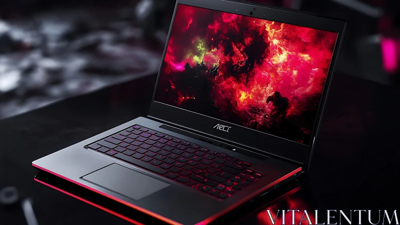 Crimson storm laptop ignites a fiery digital battlefield.